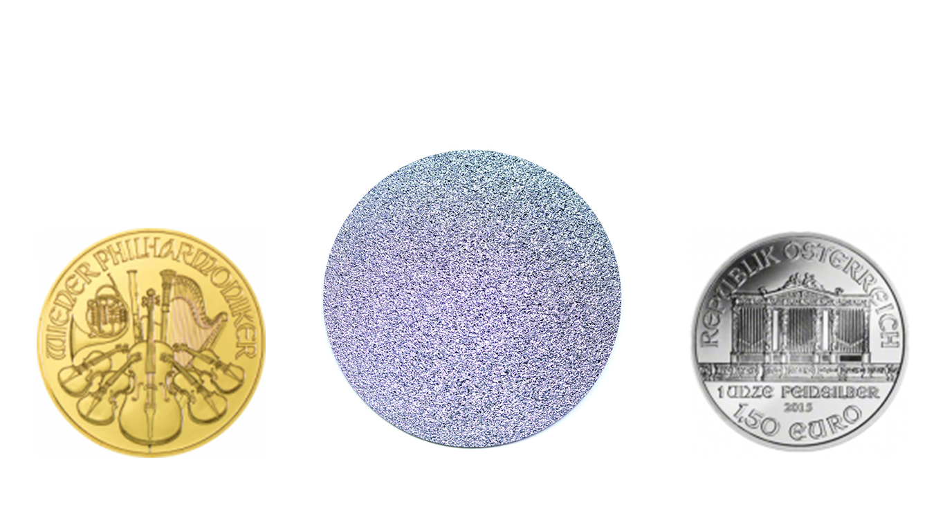 Silber, Gold und Osmium Münze